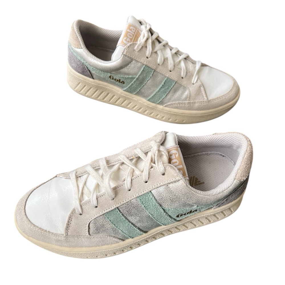 Gola Superslam Blaze sneakers in Silver Green Mist Feather Grey Women’s 6 SOOL - Picture 2 of 10